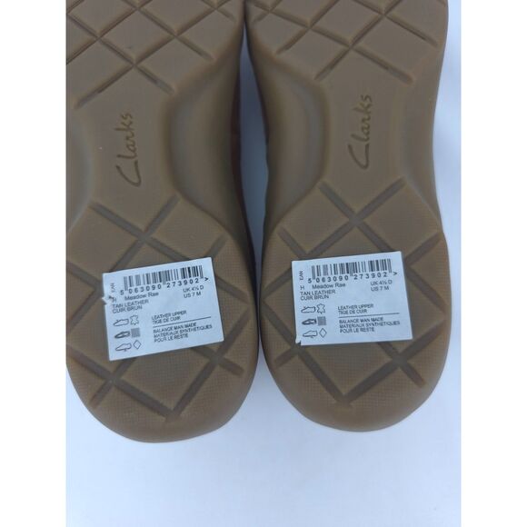 Women's Brown Leather Clarks Meadow‎ Rae Knot-Trim Comfort Flats Shoes Size 7 - Picture 12 of 13